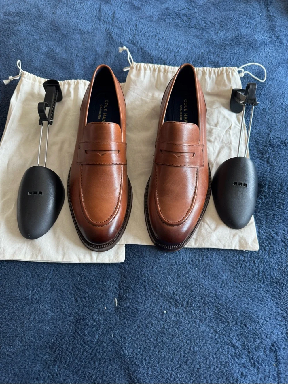 Cole Haan Men’s Brown  Leather Carney Penny Loafers